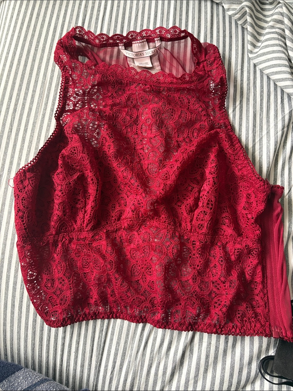 Crimson red lace bra/top